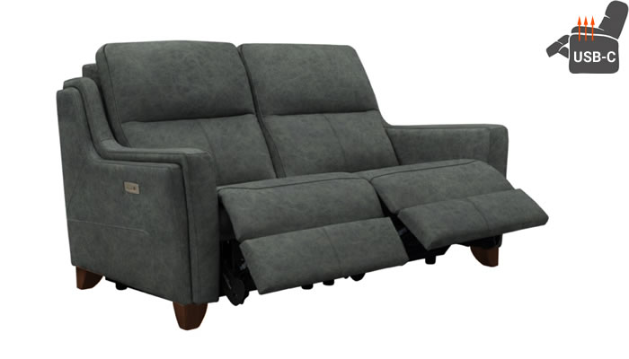 Parker Knoll Portland Two Seat Sofa in Oxford Winter Lake Leather Mahogany Leg